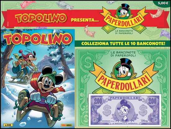 TOPOLINO LIBRETTO #  3346 - OPERAZIONE PAPERDOLLARI + RACCOGLITORE PAPERDOLLARI + BANCONOTA 200