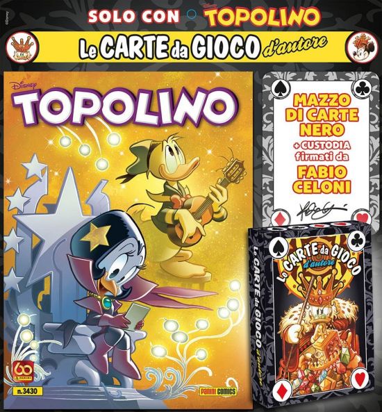 TOPOLINO LIBRETTO #  3430 + CARTE D'AUTORE DI FABIO CELONI - MAZZO NERO