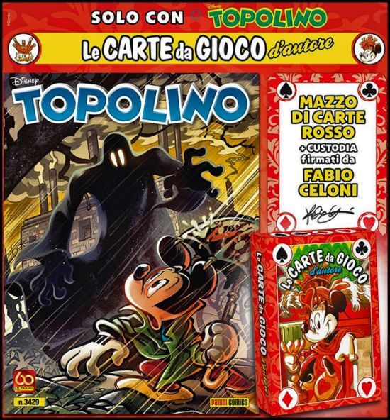 TOPOLINO LIBRETTO 3429/3430 + CARTE D'AUTORE DI FABIO CELONI - MAZZO NERO+ROSSO