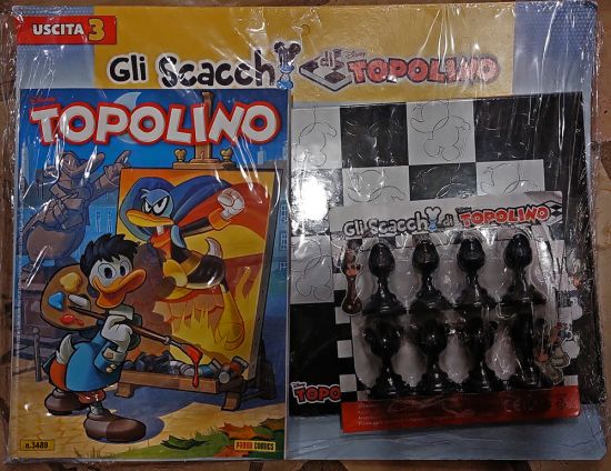 TOPOLINO LIBRETTO #  3489 + GLI SCACCHI DI TOPOLINO USCITA 3 - 8 PEDONI NERI + SCACCHIERA
