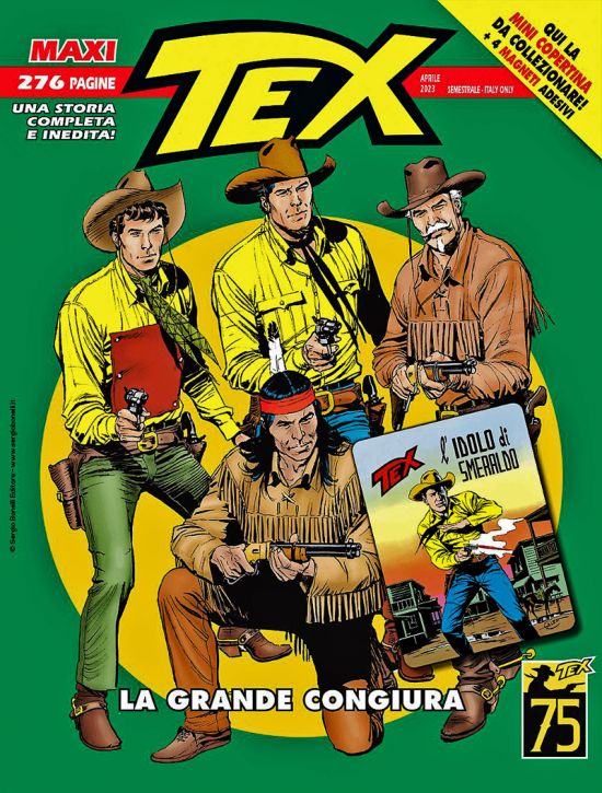 TEX MAXI #    32: LA GRANDE CONGIURA - MINI COPERTINE COVER B (TEX 168: L'IDOLO DI SMERALDO) + 4 MAGNETI ADESIVI