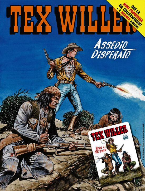 TEX WILLER #    55: ASSEDIO DISPERATO - MINI COPERTINE COVER A (TEX WILLER 33: SFIDA A FORT OWEN) + 4 MAGNETI ADESIVI