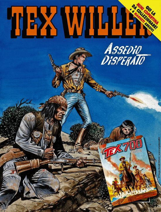 TEX WILLER #    55: ASSEDIO DISPERATO - MINI COPERTINE COVER B (TEX 700) + 4 MAGNETI ADESIVI