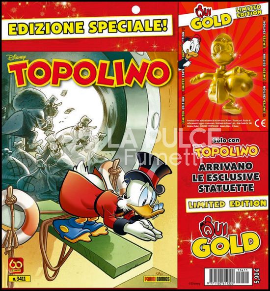TOPOLINO LIBRETTO #  3411 - LIMITED EDITION + STATUETTA QUI GOLD