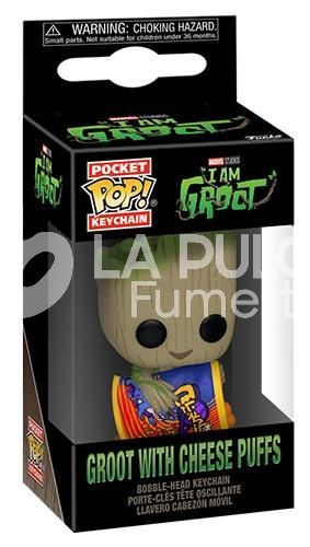 GUARDIAN OF THE GALAXY: GROOT WITH CHEESE PUFFS - POP FUNKO POCKET KEYCHAN 4 CM