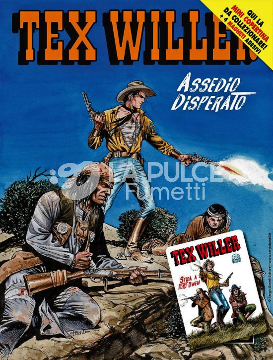 TEX WILLER #    55: ASSEDIO DISPERATO - MINI COPERTINE COVER A (TEX WILLER 33: SFIDA A FORT OWEN) + 4 MAGNETI ADESIVI