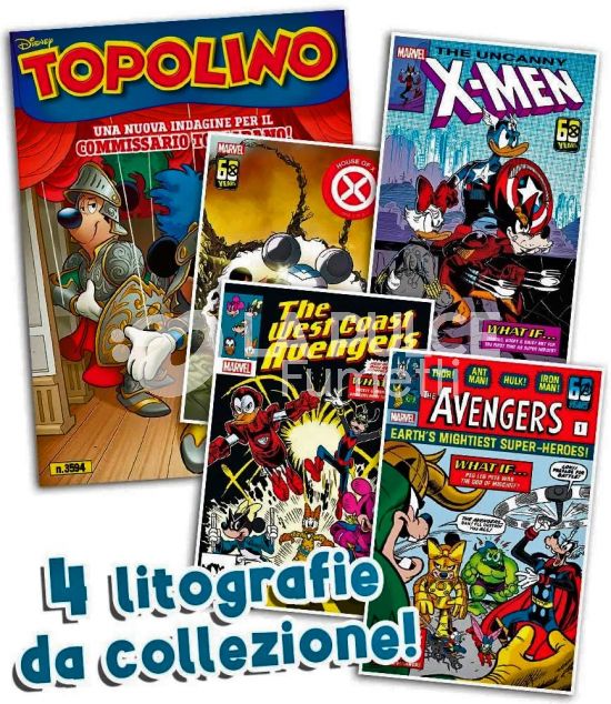 TOPOLINO LIBRETTO #  3594 + LITOGRAFIE MARVEL 2A SERIE 1-2-3-4 (DI 12)