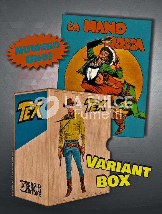 TEX GIGANTE #     1: LA MANO ROSSA - VARIANT LOGO ARANCIONE + BOX IN LEGNO