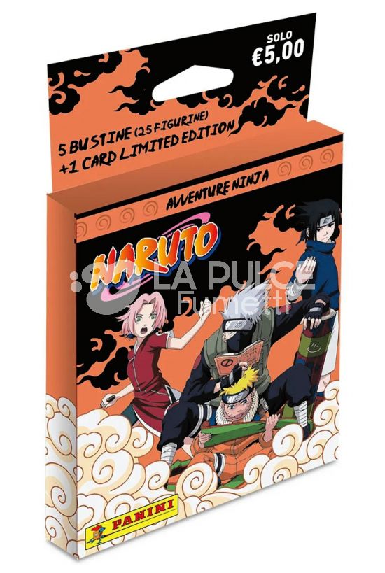 NARUTO AVVENTURE NINJA - ECOBLISTER CONTIENE 5 BUSTINE + 1 LIMITED CARD
