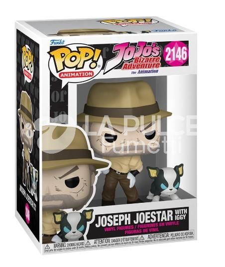 JOJO'S BIZARRE ADVENTURE THE ANIMATION: JOSEPH JOESTAR (WITH IGGY) - VINYL FIGURE # 2146 - POP FUNKO ANIMATION