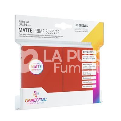 CARD SLEEVES : BUSTINE PROTETTIVE 100 SLEEVES STANDARD SIZE - 66 X 91 (FOR CARDS UP TO 64 X 89) MATTE PRIME SLEEVES RED (ROSSO)