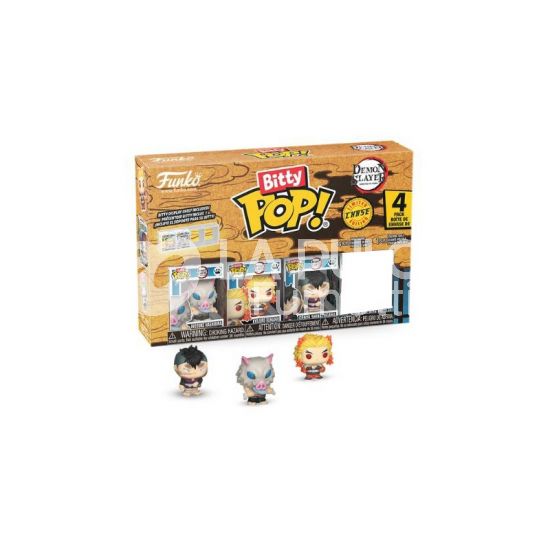 DEMON SLAYER (KIMETSU NO YAIBA): IINOSUKE HASHIBIRA + KYOJURO RENGOKU + GENYA SHINAZUGAWA + MUZAN KIBUTSUJI - 4 PACK - BITTY POP