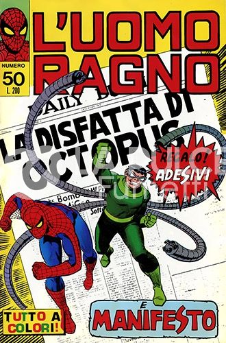 UOMO RAGNO #    50: LA DISFATTA DI OCTOPUS + ADESIVI + MANIFESTO