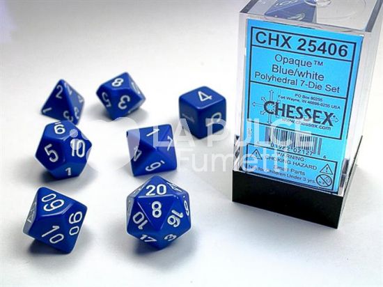 CHX 25406 - SET 7 DADI POLIEDRICI OPACHI - BLUE/WHITE