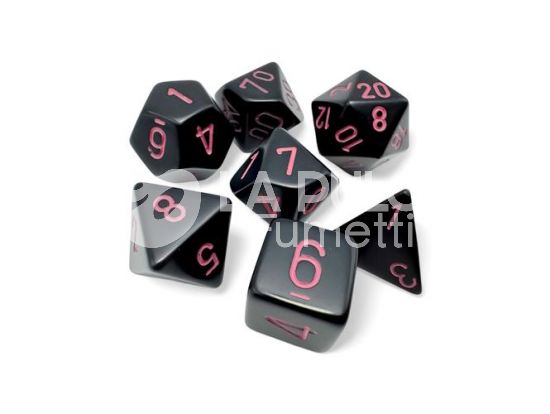 CHX 25448 - SET 7 DADI POLIEDRICI OPACHI - BLACK/PINK