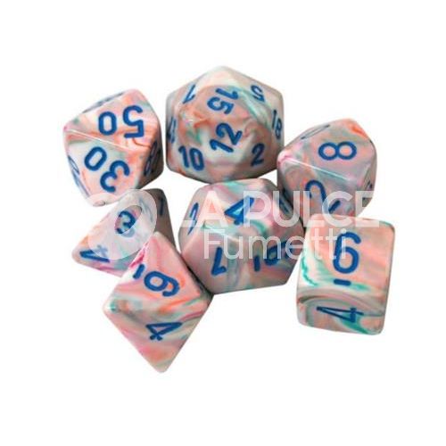CHX 20544 - SET 7 DADI POLIEDRICI MINI FESTIVE - POP ART/BLUE
